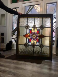 Old English stained glass panel restored
