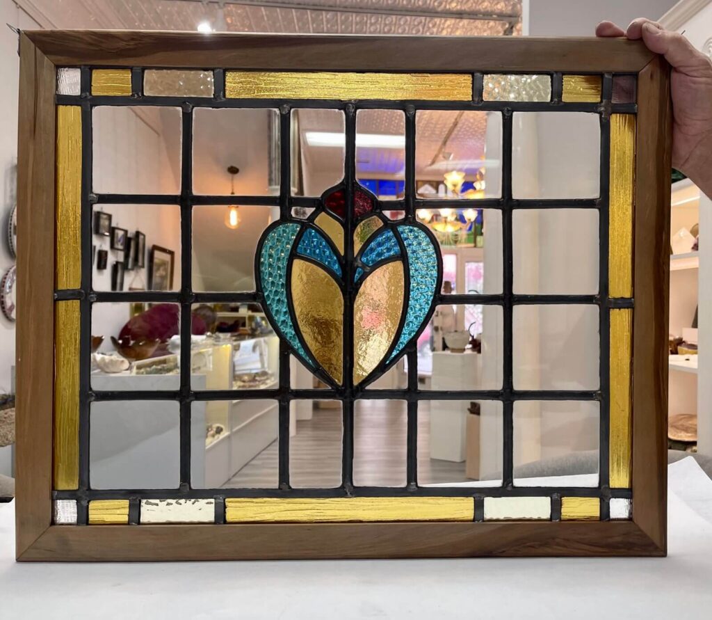 1900s British stained glass panel