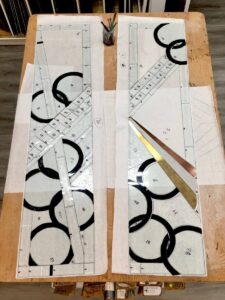 Stained glass layout for door panel