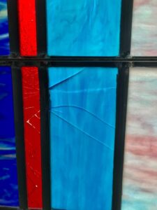 Cracked stained glass panel