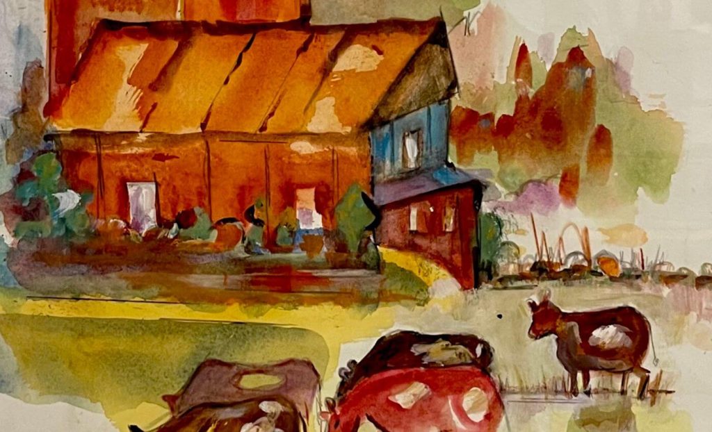 Closeup of Norm Robbins farm painting