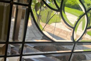 Closeup of leaded glass transom